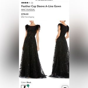 Mac Duggal Feather Cap Sleeve A-line Gown size 10